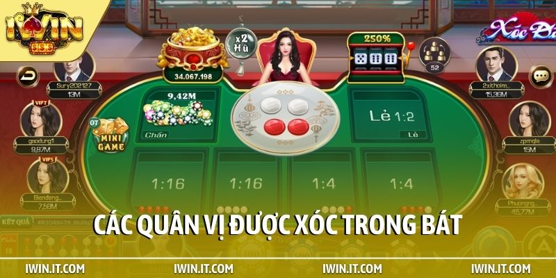 Các quân vị được xóc trong bát