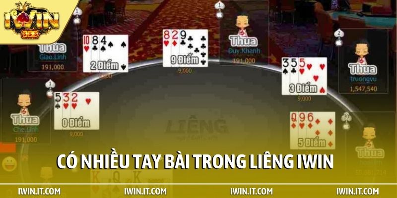 Có nhiều tay bài trong liêng iWin