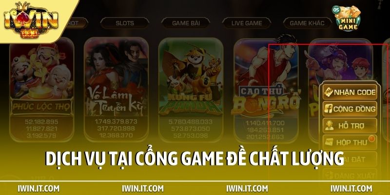 Dịch vụ tại cổng game đề chất lượng